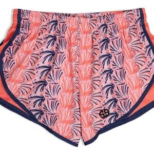 Simply Southern Shorts Preppy Scallop Size XL Running Pickleball Coral Navy